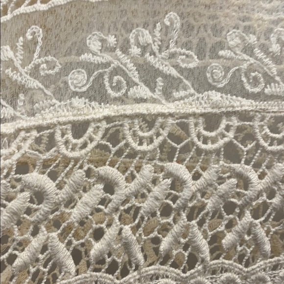 Cream Crochet Open Knit Sheer Blouse - Picture 5 of 14